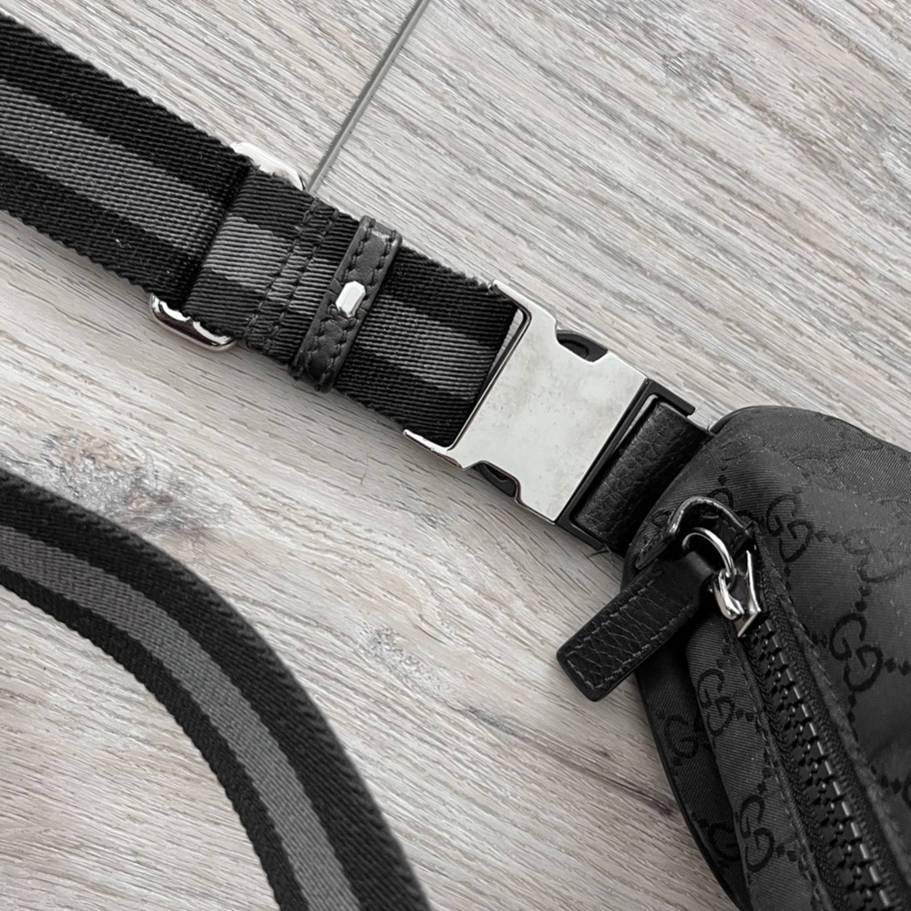 Rare Gucci Black Monogram Guccissima Belt Shoulder Bag Italy - Picture 14 of 14